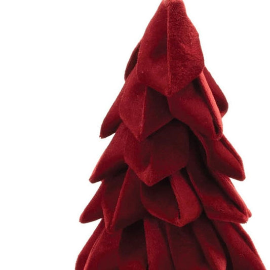 Set of Two Red Fabric Trees Tabletop Sculpture