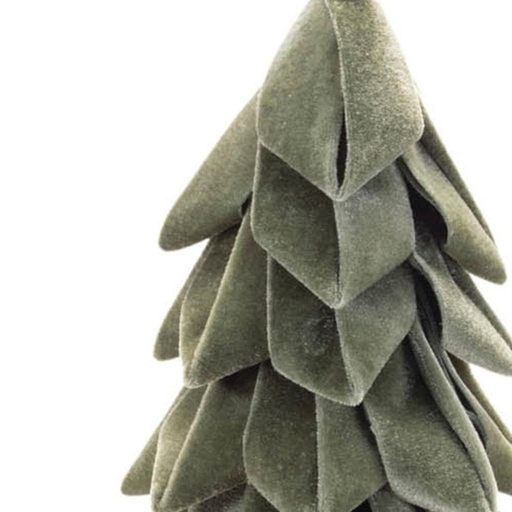 Set of Two Green Fabric Trees Tabletop Sculpture