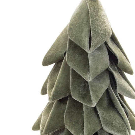 Set of Two Green Fabric Trees Tabletop Sculpture