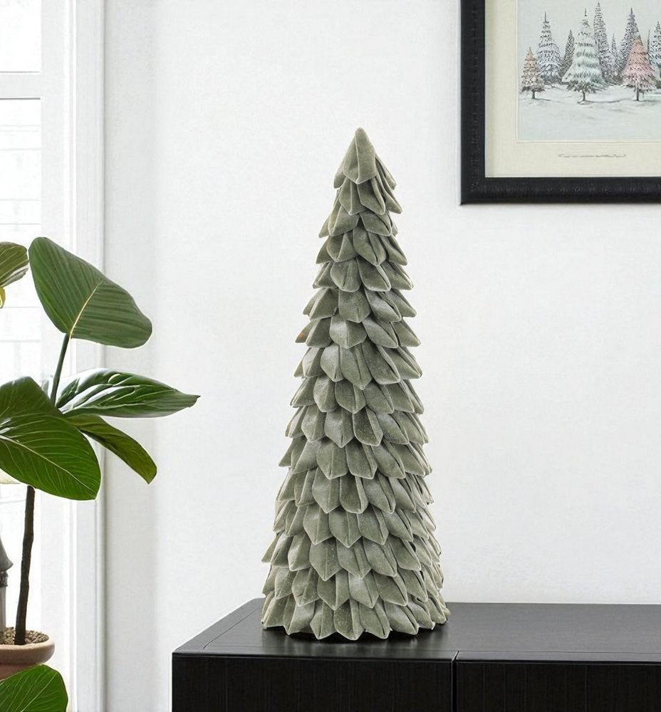 26" Green Fabric Trees Tabletop Sculpture