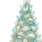 Set of Two Blue And White Ceramic Trees Christmas Christmas Tree Tabletop Sculpture with LED