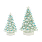 Set of Two Blue And White Ceramic Trees Christmas Christmas Tree Tabletop Sculpture with LED