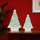 Set of Two Blue And White Ceramic Trees Christmas Christmas Tree Tabletop Sculpture with LED