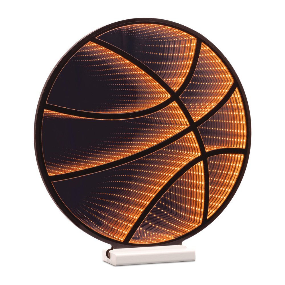 17" Black And Orange Acrylic Basketball Tabletop Sign with LED