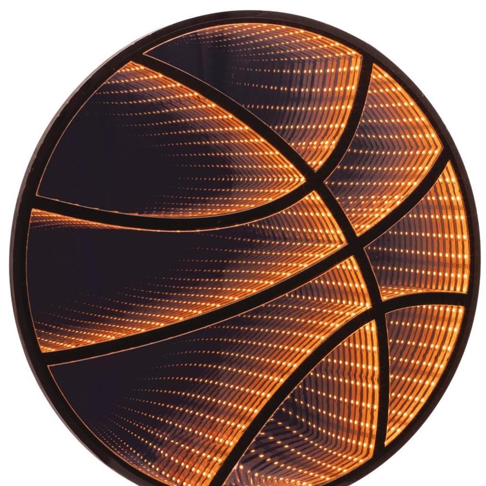 17" Black And Orange Acrylic Basketball Tabletop Sign with LED