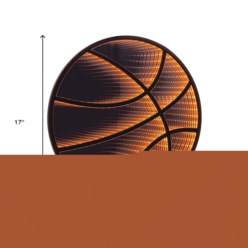 17" Black And Orange Acrylic Basketball Tabletop Sign with LED