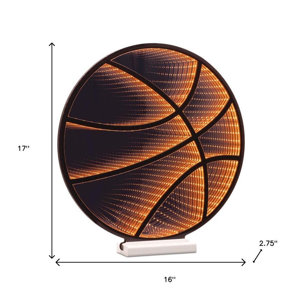 17" Black And Orange Acrylic Basketball Tabletop Sign with LED