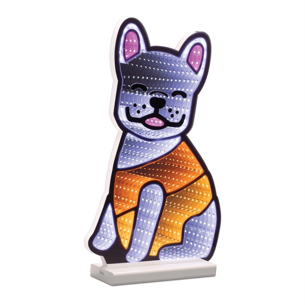 16" White And Orange Acrylic Dog Tabletop Sign with LED