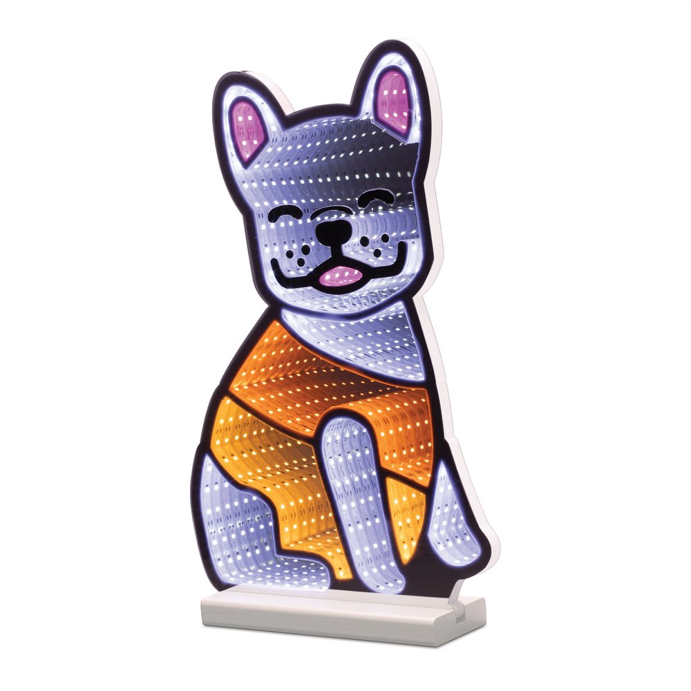 16" White And Orange Acrylic Dog Tabletop Sign with LED