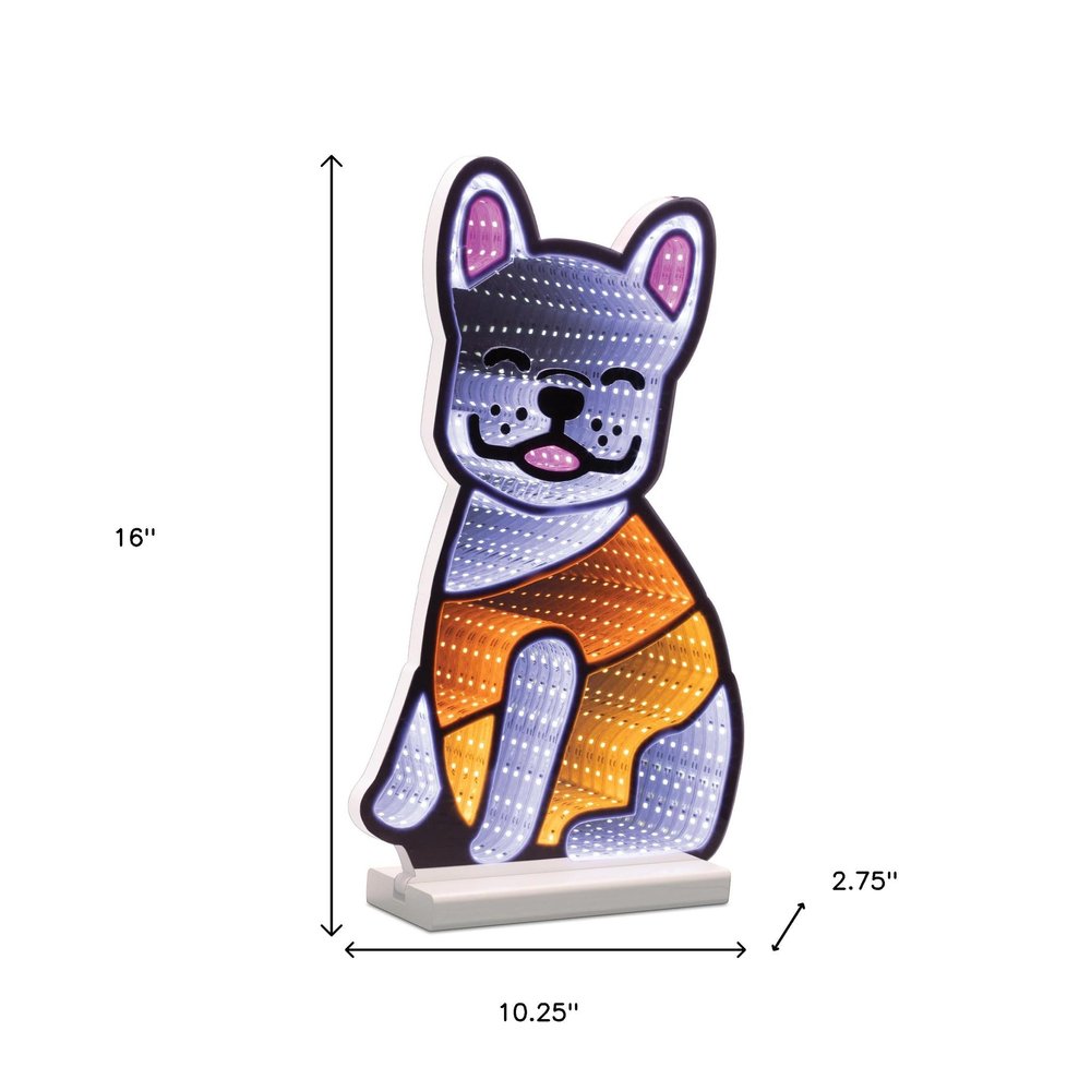 16" White And Orange Acrylic Dog Tabletop Sign with LED