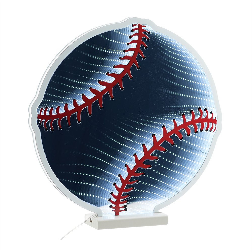 16" Red And White Acrylic Baseball Tabletop Sign with LED