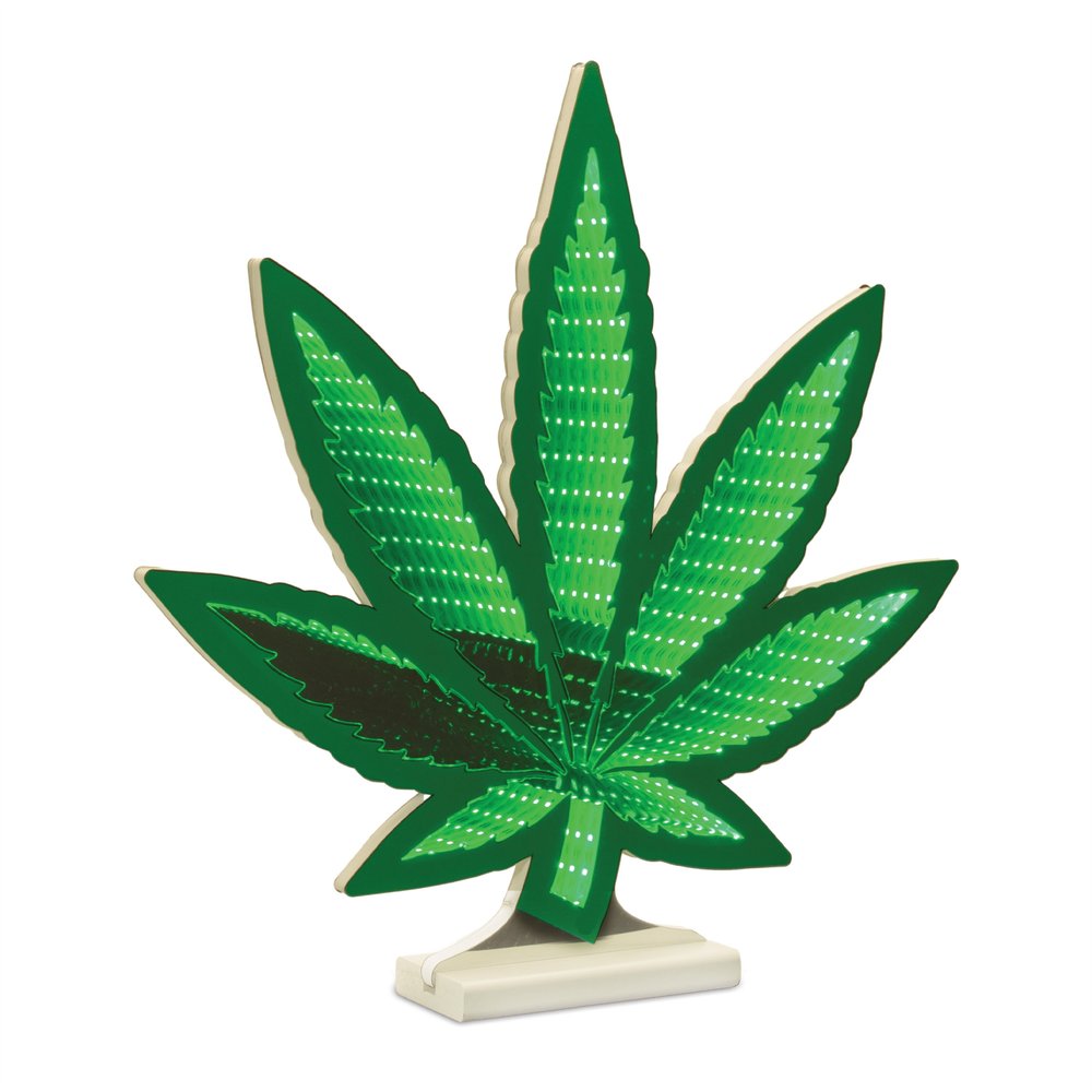 18" Green Acrylic Leaf Tabletop Sign with LED