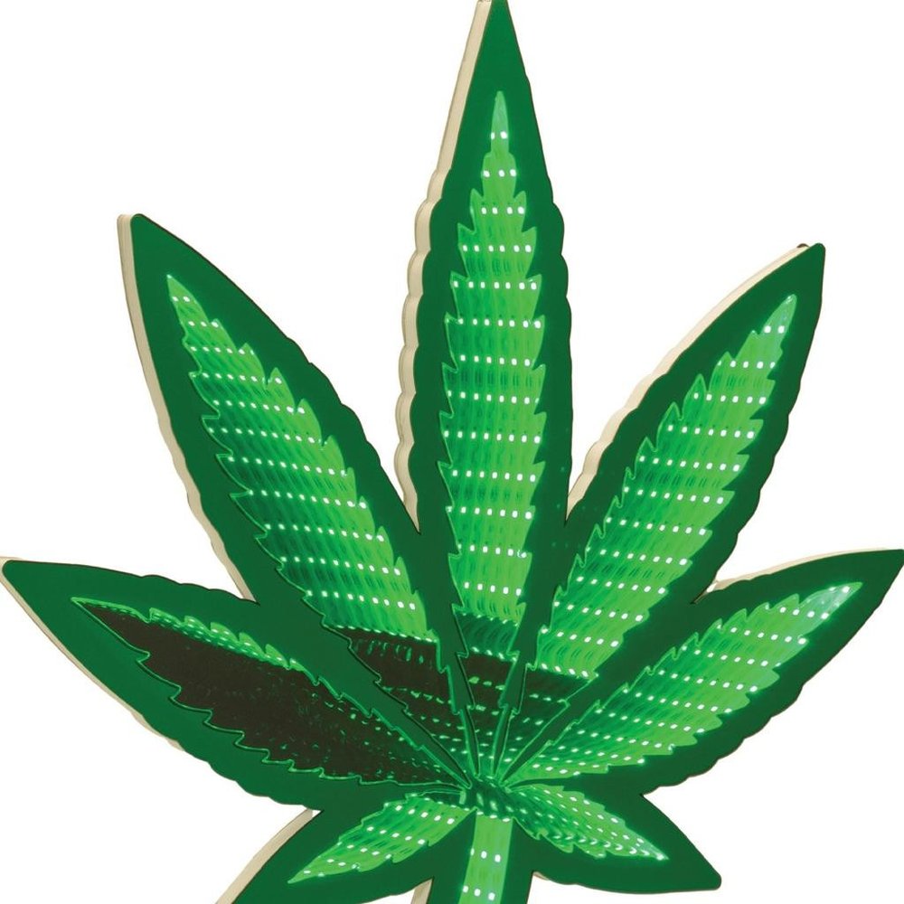 18" Green Acrylic Leaf Tabletop Sign with LED