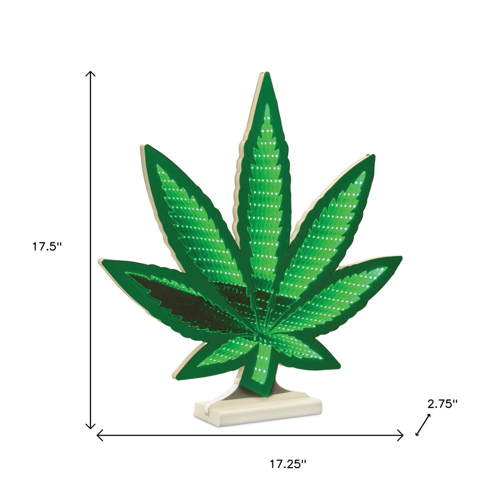 18" Green Acrylic Leaf Tabletop Sign with LED