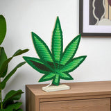 18" Green Acrylic Leaf Tabletop Sign with LED