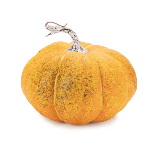 Set of Two Orange And Green Plastic Pumpkin Thanksgiving Pumpkin Tabletop Sculpture