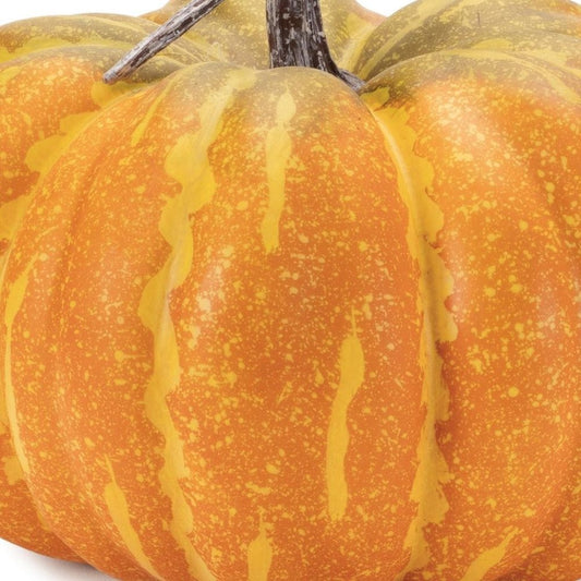 Set of Two Orange And Yellow Plastic Pumpkin Thanksgiving Pumpkin Tabletop Sculpture
