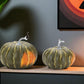 Set of Two Green And Orange Plastic Pumpkin Thanksgiving Pumpkin Tabletop Sculpture