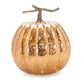 Set of Two Orange And Brown Glass Pumpkin Thanksgiving Pumpkin Tabletop Sculpture with LED