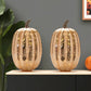 Set of Two Orange Glass Pumpkin Thanksgiving Pumpkin Tabletop Sculpture with LED