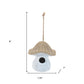 8" White And Beige Polyresin Mushroom Decorative Bird House