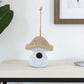 8" White And Beige Polyresin Mushroom Decorative Bird House