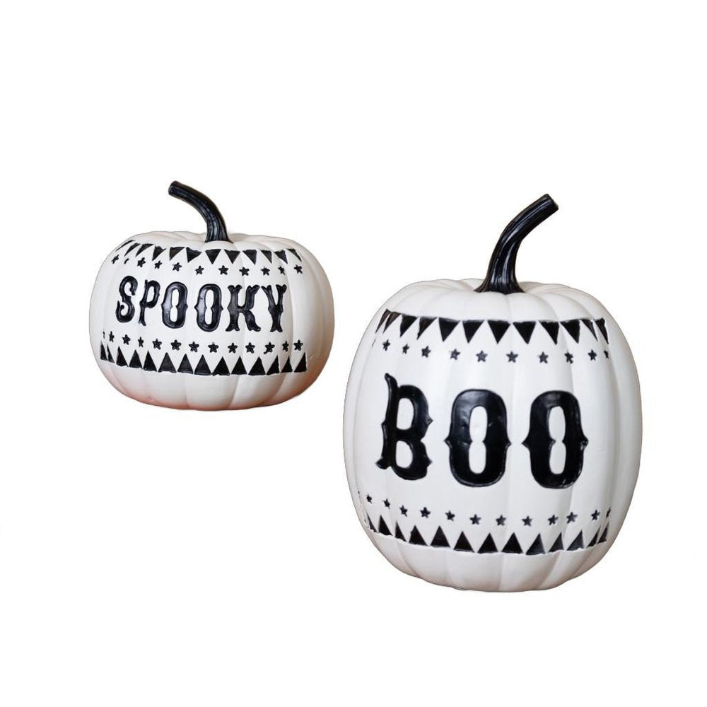 Set of Two White And Black Polyresin Tabletop Sculpture