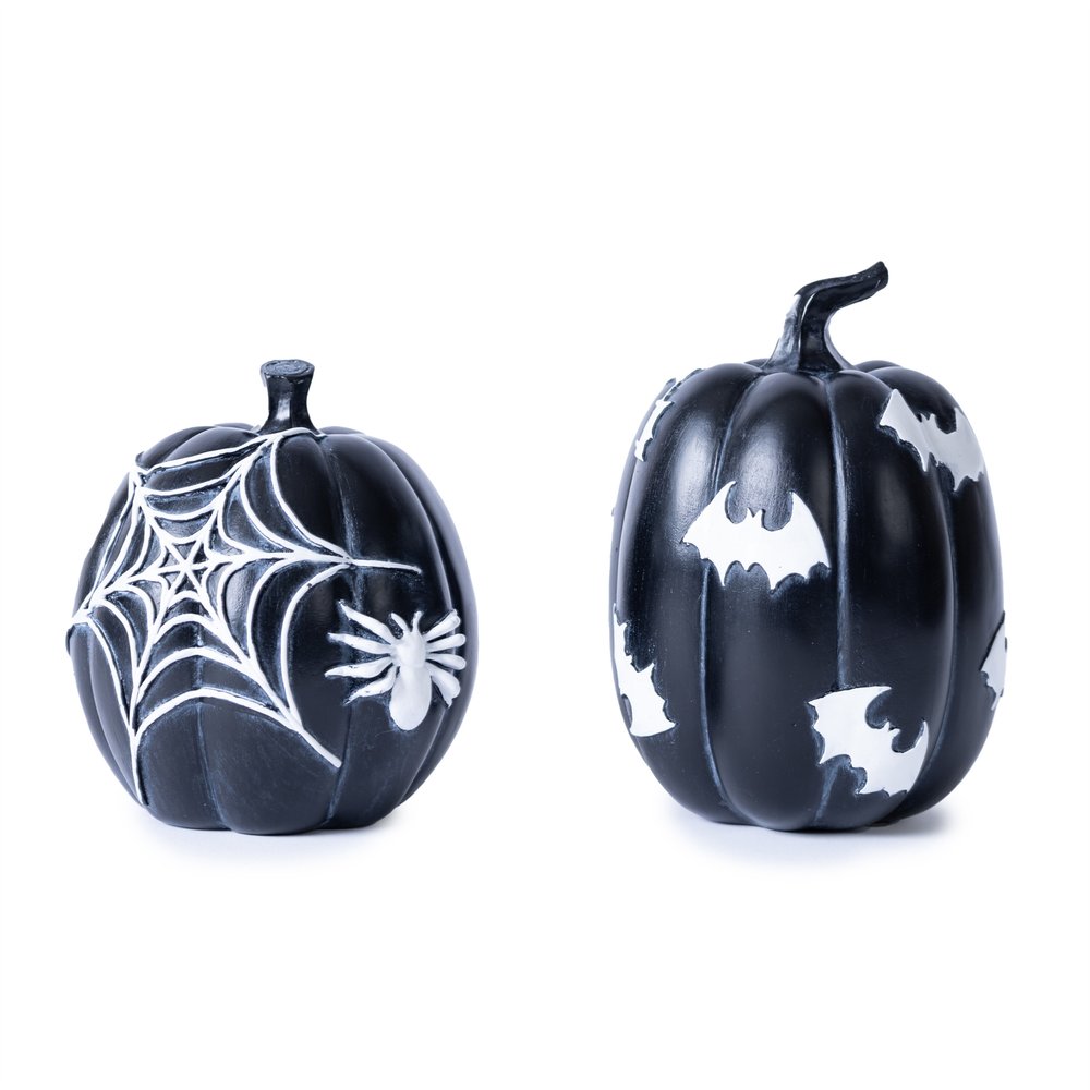 Set of Two Black And White Polyresin Tabletop Sculpture