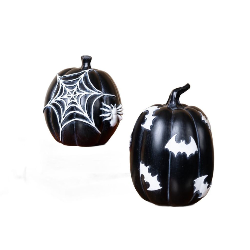 Set of Two Black And White Polyresin Tabletop Sculpture