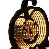 23" Orange Black And Yellow Acrylic Halloween Jack-O-Lantern Tabletop Sign with LED