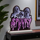 13" White Black And Purple Acrylic Halloween Ghost Tabletop Sign with LED