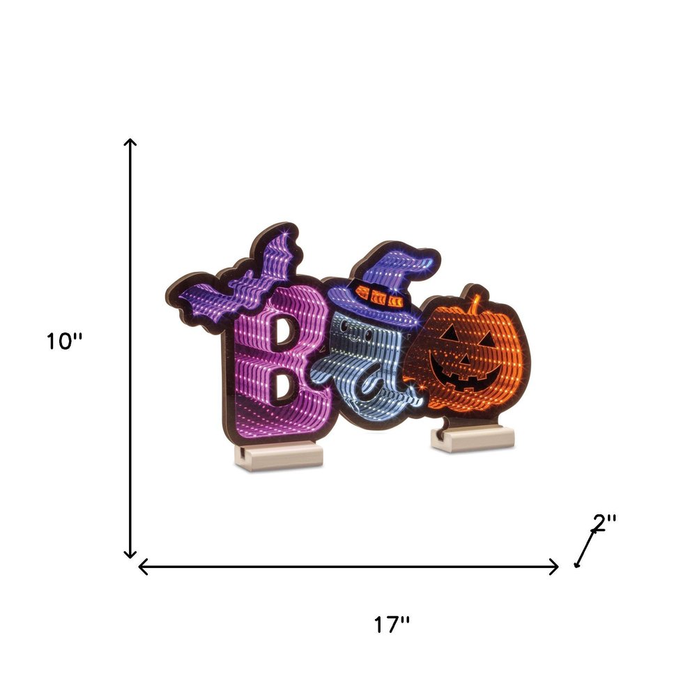 10" Purple Orange And Black Acrylic Halloween Tabletop Sign with LED