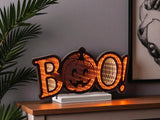8" Orange And Black Acrylic Halloween Tabletop Sign with LED
