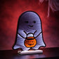 16" White Orange And Black Acrylic Halloween Ghost Tabletop Sign with LED