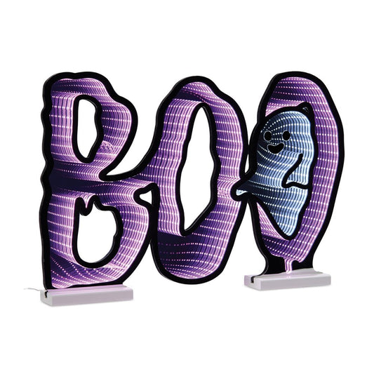 16" Purple Black And White Acrylic Halloween Ghost Tabletop Sign with LED