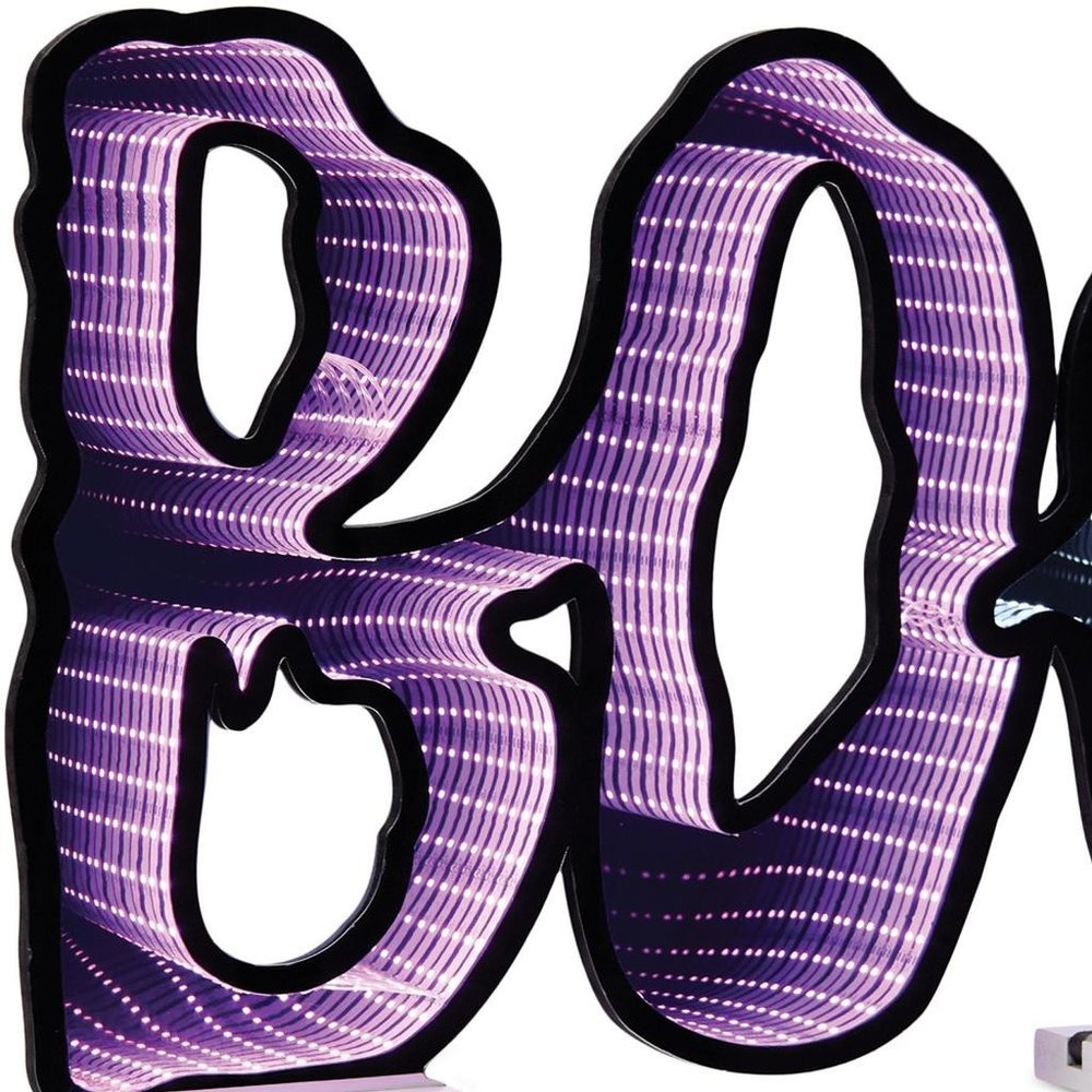 16" Purple Black And White Acrylic Halloween Ghost Tabletop Sign with LED