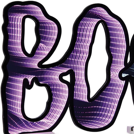 16" Purple Black And White Acrylic Halloween Ghost Tabletop Sign with LED