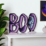 16" Purple Black And White Acrylic Halloween Ghost Tabletop Sign with LED