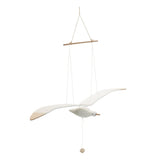 37" White And Natural Hanging Seagull Decorative Sculpture