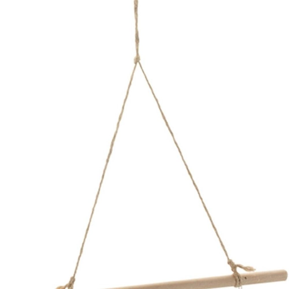 37" White And Natural Hanging Seagull Decorative Sculpture