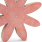 Set of Two Pink And Beige Wood Flowers Tabletop Sculpture