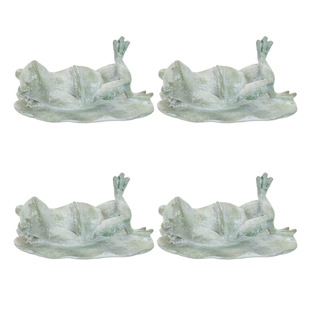 Set of Four Green Polyresin Frog Figurine