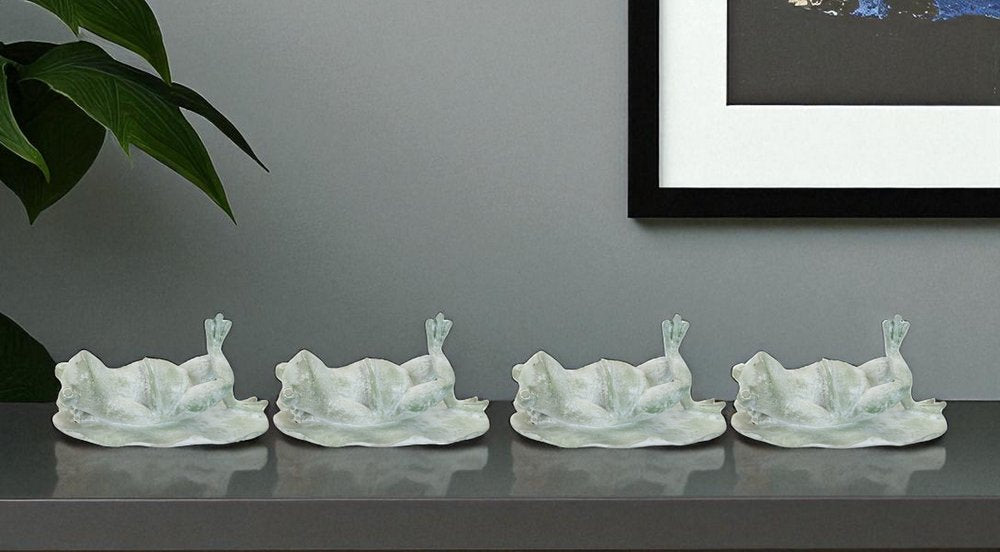 Set of Four Green Polyresin Frog Figurine