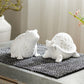 Set of Two White Polyresin Frog Figurine