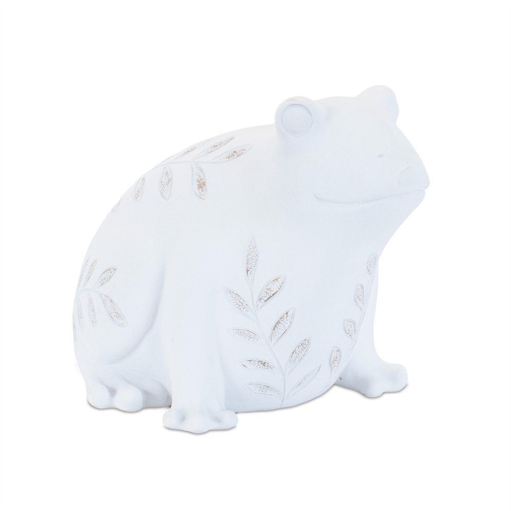 Set of Two White Polyresin Frog Figurine