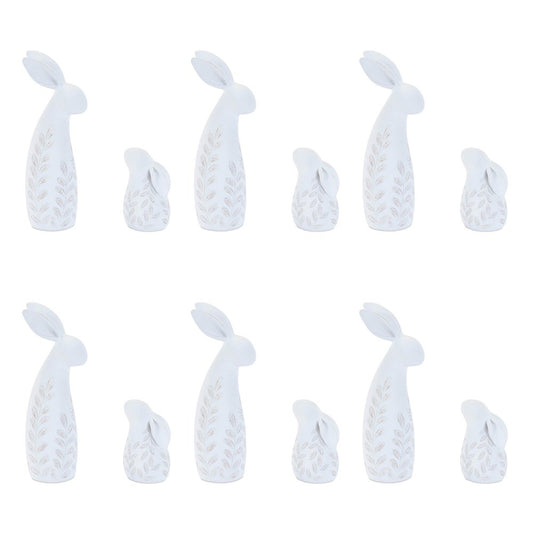 Set of Two White Polyresin Rabbit Figurine