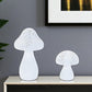 Set of Two White Polyresin Mushroom Tabletop Sculpture