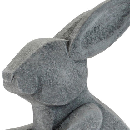 Set of Two Gray Polyresin Rabbit Figurine