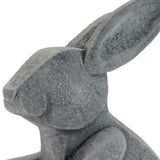 Set of Two Gray Polyresin Rabbit Figurine