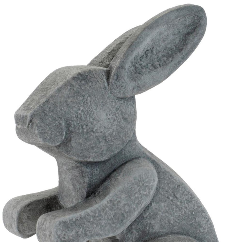 Set of Two Gray Polyresin Rabbit Figurine